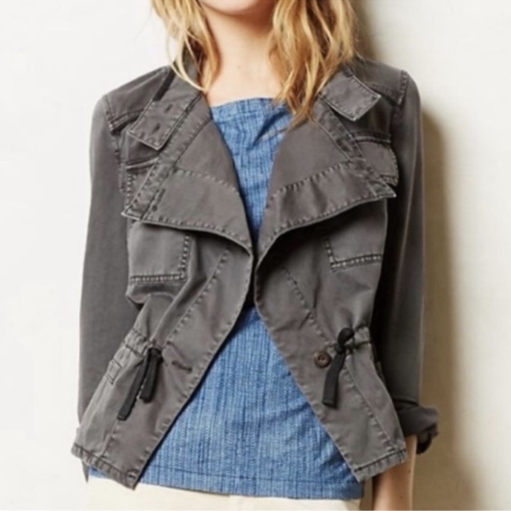 NWT Anthropologie Hei Hei Gray Cotton Moto Utility Jacket
